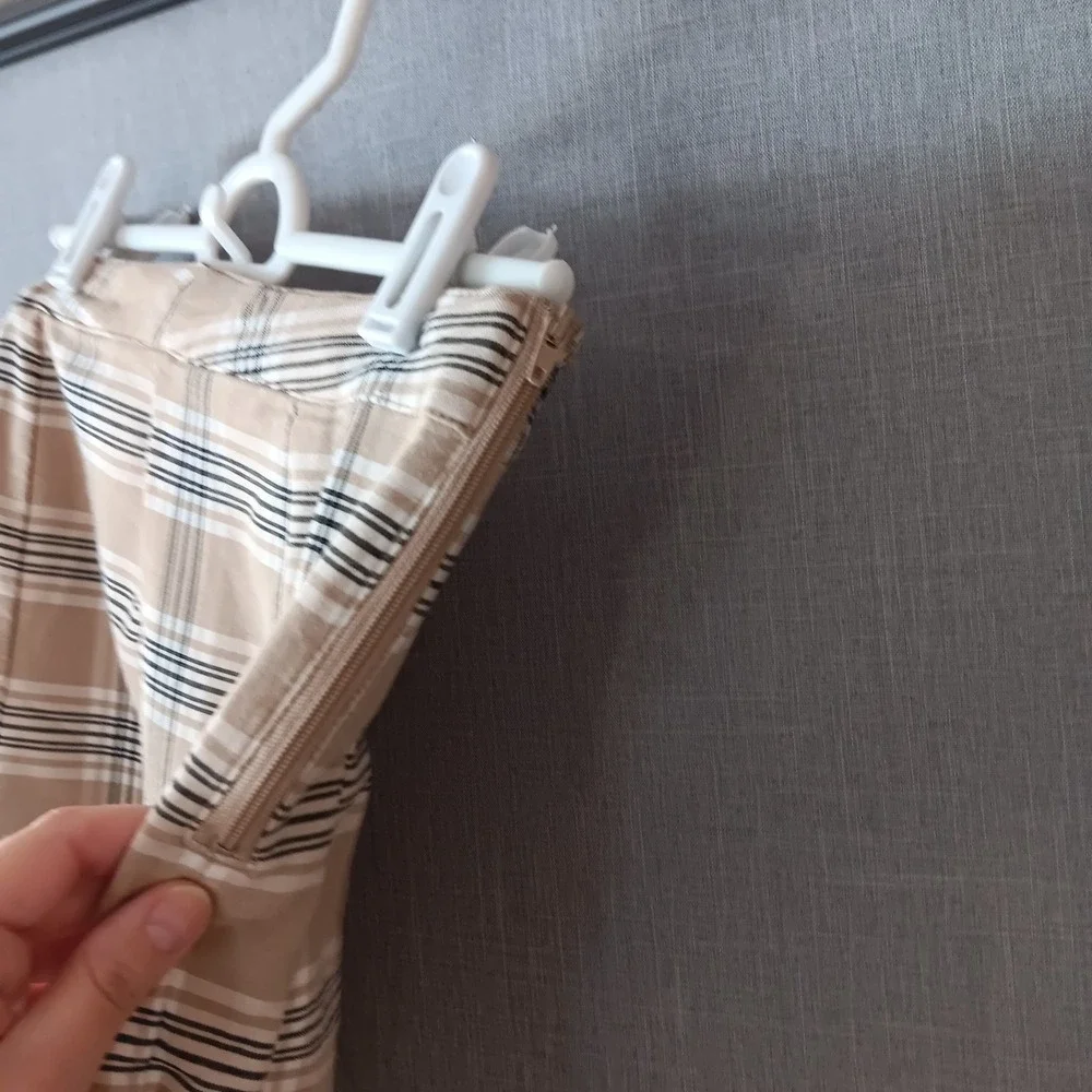 Old Money Plaid Mini Skirt Preppy Quiet Luxury Tartan Side‎ Slit Small